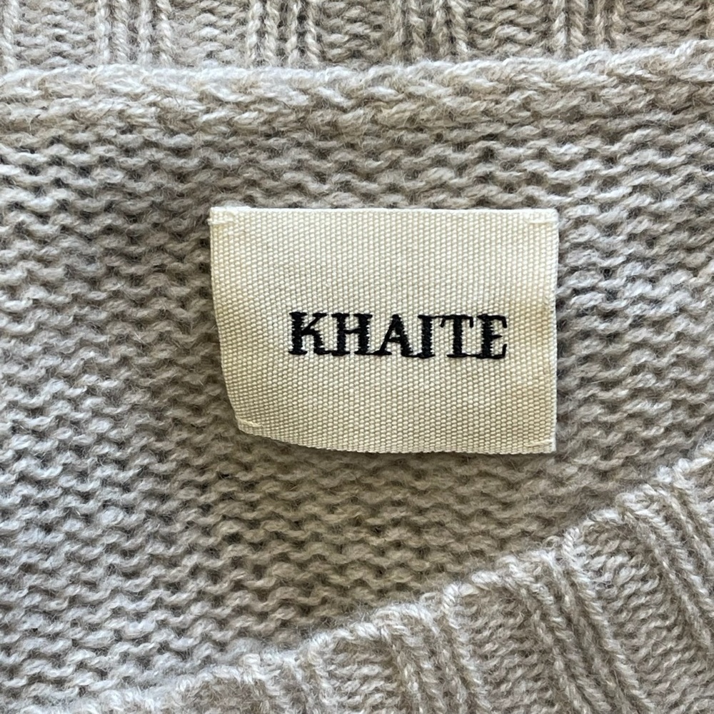 KHAITE Tilda Striped Cashmere Sweater Ribbed Fisherman Ecru Black Small EUC - Picture 5 of 12